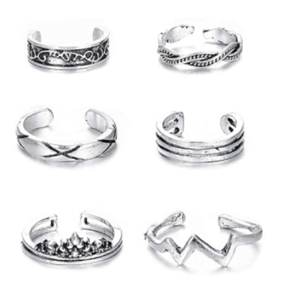 Silver Boho Adjustable Open Toe Rings - Set of 30 - Picture 6 of 10